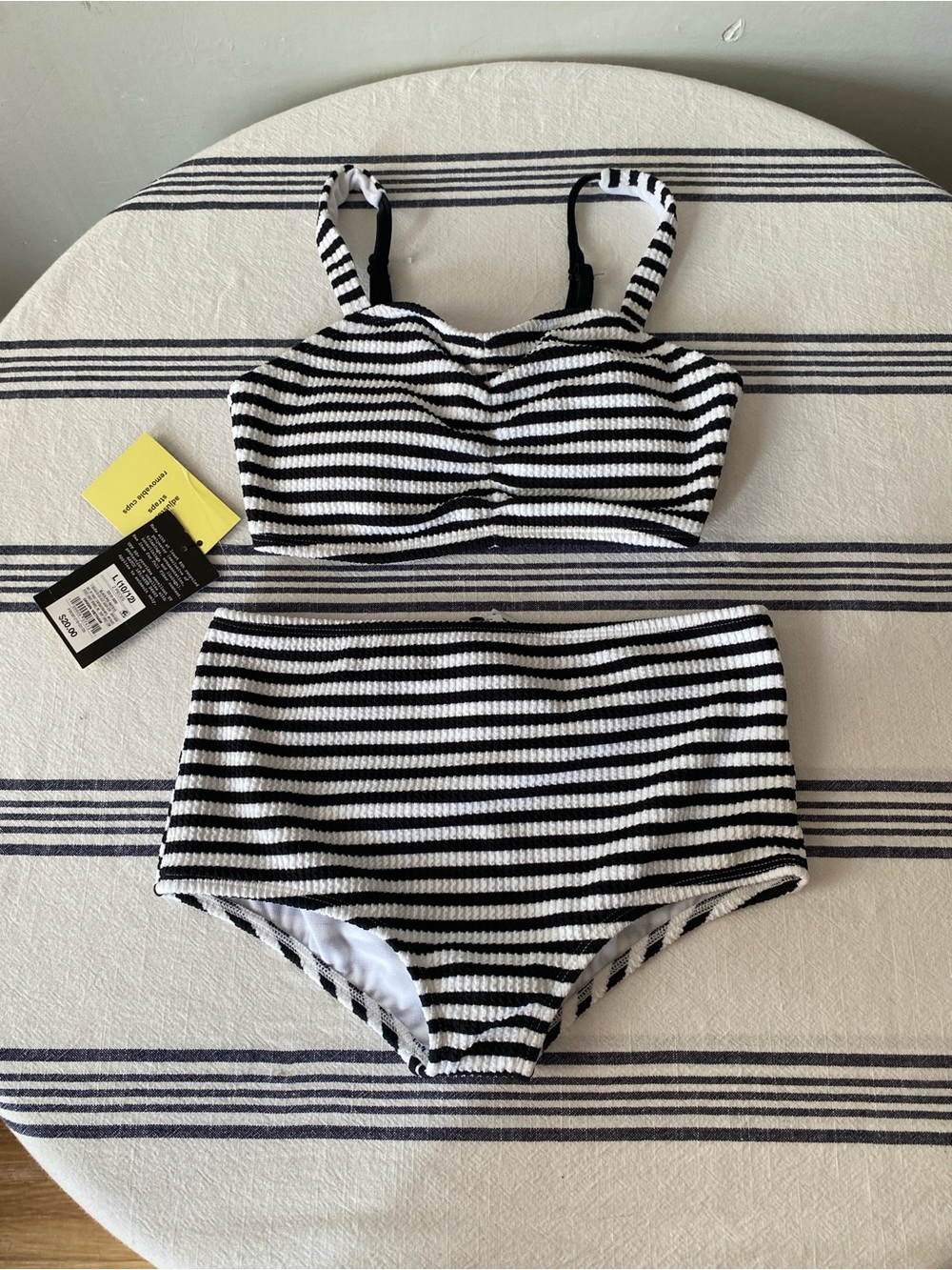 Target Kids Black and White Striped Bikini Set